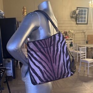 Coach Zebra Print Shoulder Bag with Black Accents